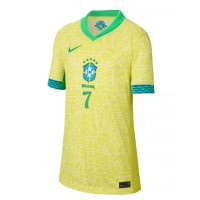 Camisa de time de futebol Brasil Vinicius Junior #7 Replicas 1º Equipamento Feminina Copa America 2024 Manga Curta